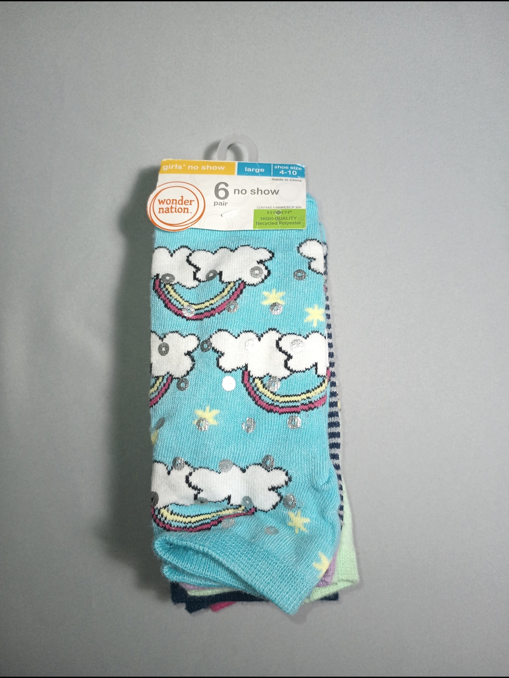 Wonder Nation Girls' No Show Socks
